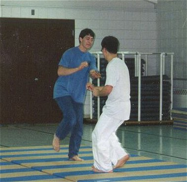 Trevor Stevenson and I trying to kill each other. Note the mats for safety.